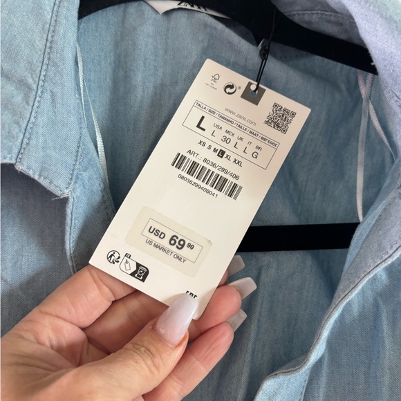 Zara Sky Blue Denim Shirt - Picture 5 of 5